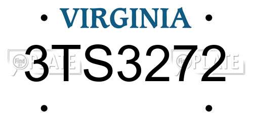 3TS3272 Virginia License Plate