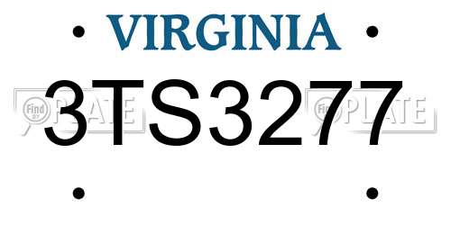 3TS3277 Virginia License Plate