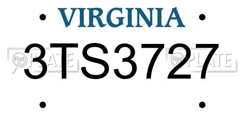 3TS3727 Virginia License Plate