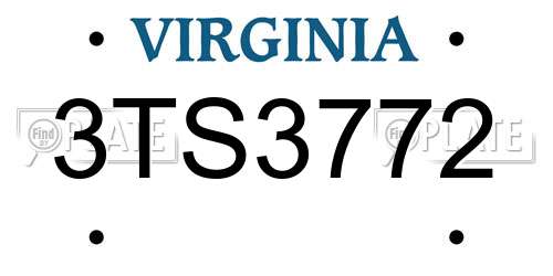 3TS3772 Virginia License Plate