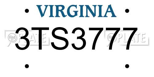 3TS3777 Virginia License Plate