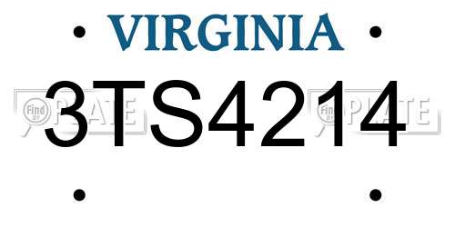 3TS4214 Virginia License Plate