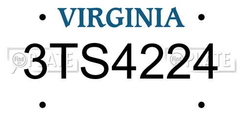 3TS4224 Virginia License Plate