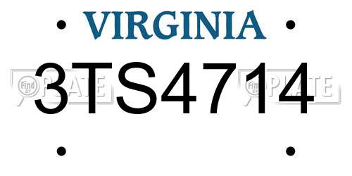 3TS4714 Virginia License Plate