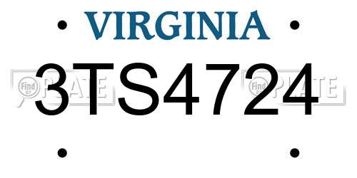 3TS4724 Virginia License Plate