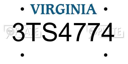 3TS4774 Virginia License Plate