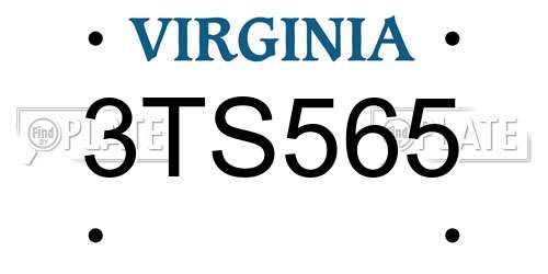 3TS565 Virginia License Plate