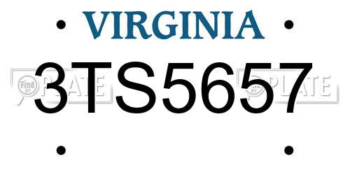 3TS5657 Virginia License Plate