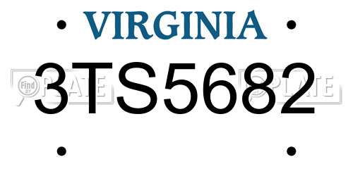 3TS5682 Virginia License Plate