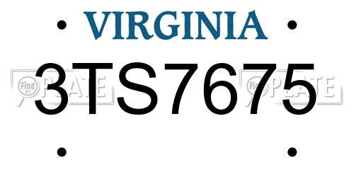 3TS7675 Virginia License Plate