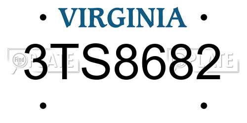 3TS8682 Virginia License Plate
