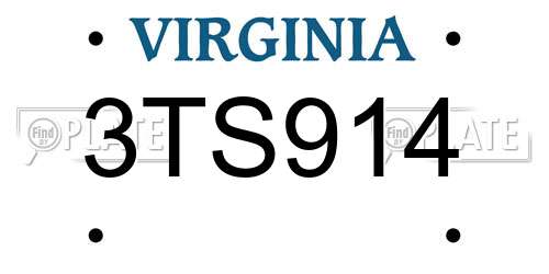 3TS914 Virginia License Plate