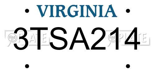 3TSA214 Virginia License Plate
