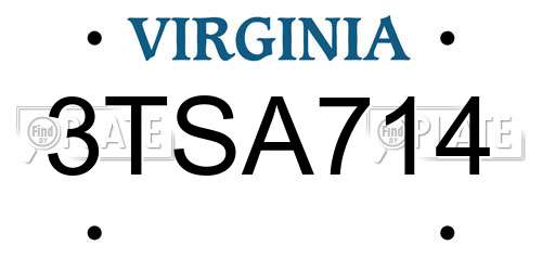 3TSA714 Virginia License Plate
