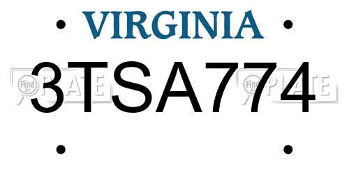 3TSA774 Virginia License Plate