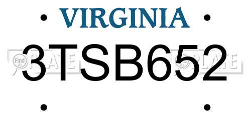 3TSB652 Virginia License Plate