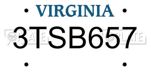 3TSB657 Virginia License Plate