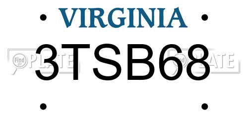 3TSB68 Virginia License Plate