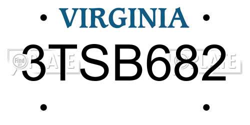 3TSB682 Virginia License Plate