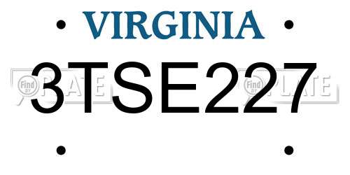 3TSE227 Virginia License Plate