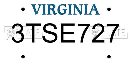 3TSE727 Virginia License Plate