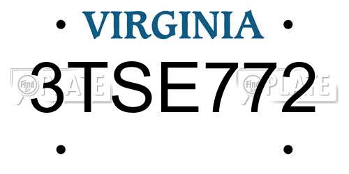 3TSE772 Virginia License Plate