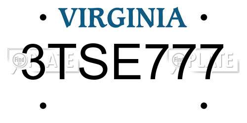 3TSE777 Virginia License Plate