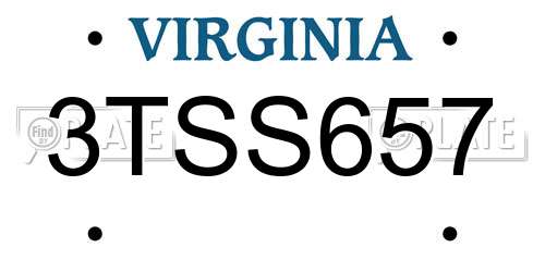 3TSS657 Virginia License Plate