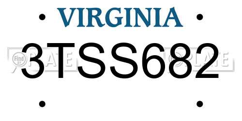 3TSS682 Virginia License Plate