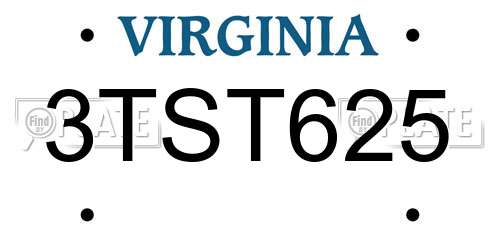 3TST625 Virginia License Plate
