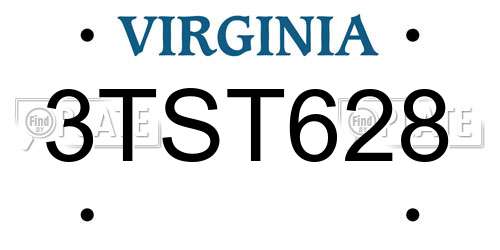 3TST628 Virginia License Plate