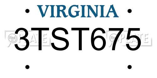 3TST675 Virginia License Plate