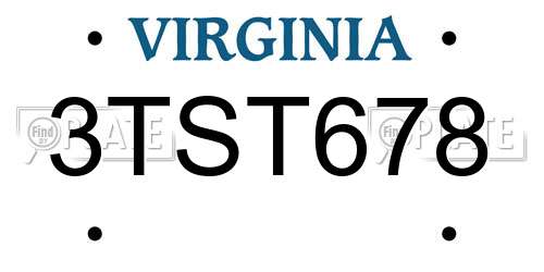 3TST678 Virginia License Plate