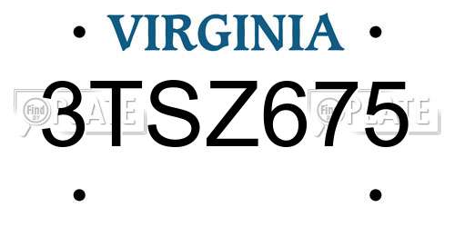 3TSZ675 Virginia License Plate