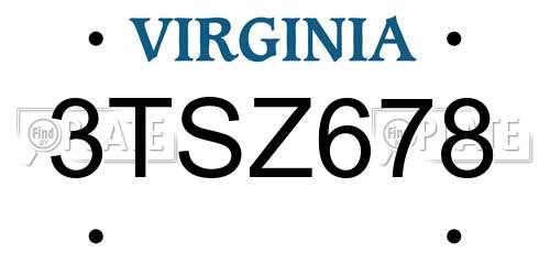 3TSZ678 Virginia License Plate