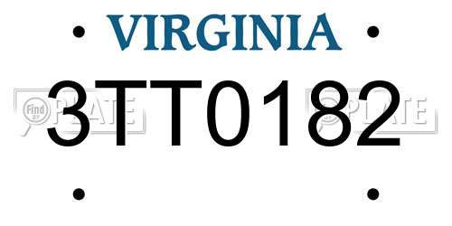 3TT0182 Virginia License Plate