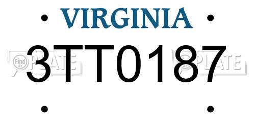3TT0187 Virginia License Plate