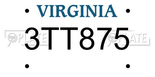 3TT875 Virginia License Plate