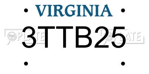 3TTB25 Virginia License Plate