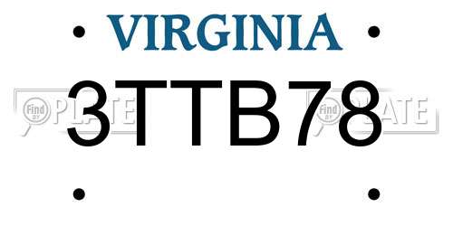 3TTB78 Virginia License Plate