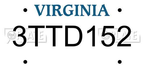 3TTD152 Virginia License Plate