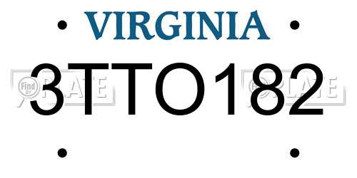 3TTO182 Virginia License Plate