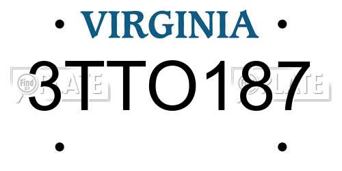 3TTO187 Virginia License Plate