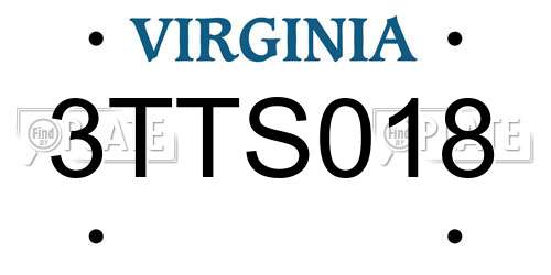 3TTS018 Virginia License Plate