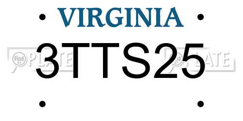 3TTS25 Virginia License Plate