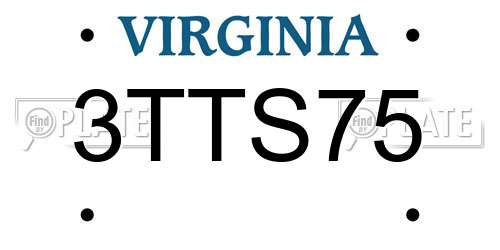3TTS75 Virginia License Plate