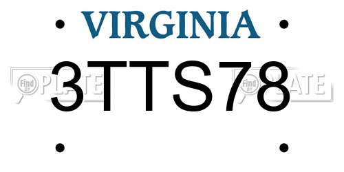 3TTS78 Virginia License Plate
