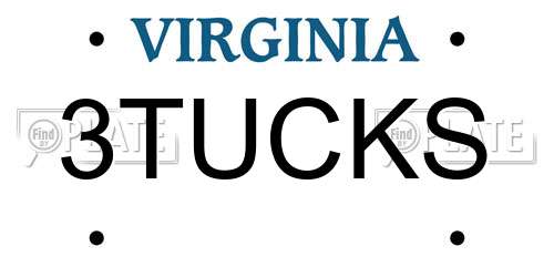 3TUCKS Virginia License Plate