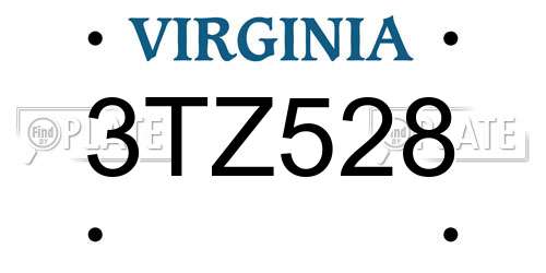 3TZ528 Virginia License Plate