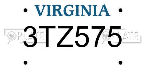 3TZ575 Virginia License Plate